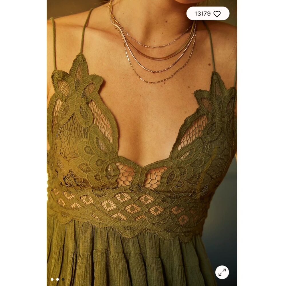 NWT Free People Adella Cami in "Olive Sparrow" Sz Small